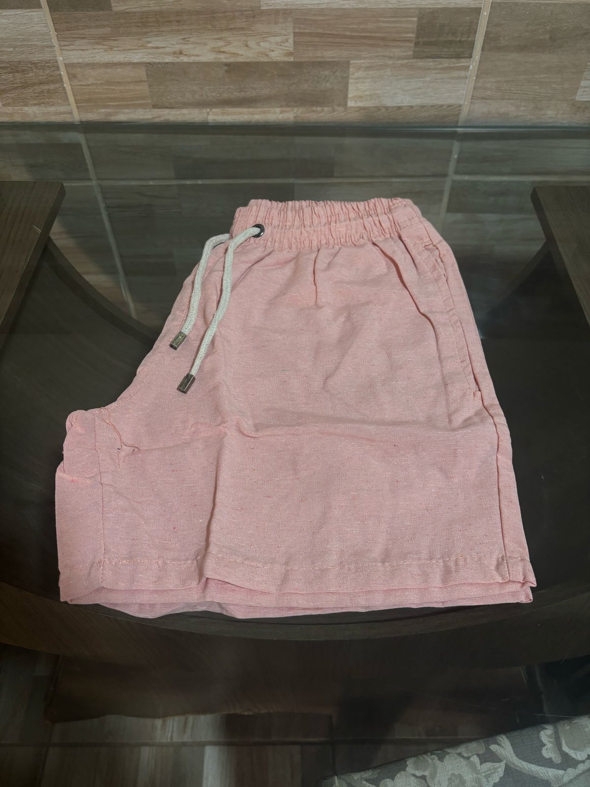 Bermuda de linho gold rosa M